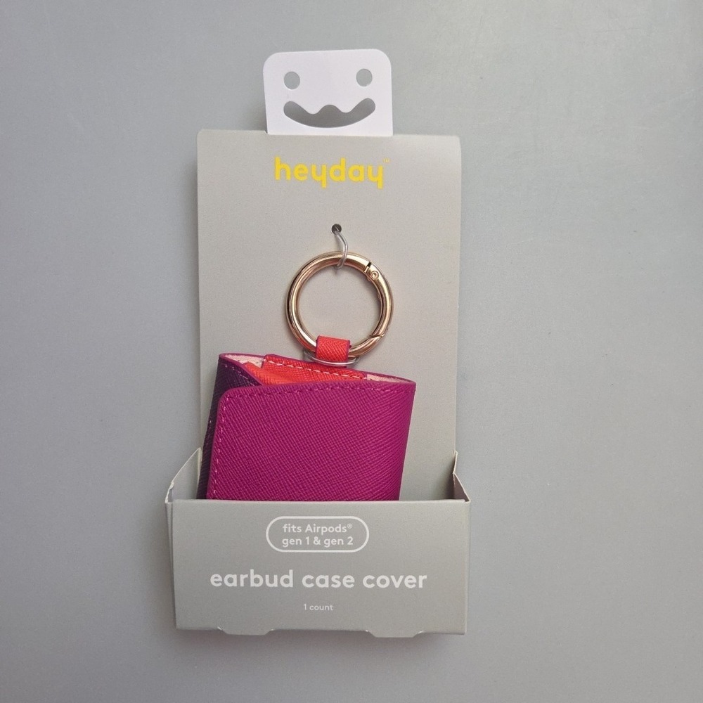Heyday Faux Leather Case w/Clip fits Apple AirPods Gen 1 & 2 - Orchid/Red/Purple